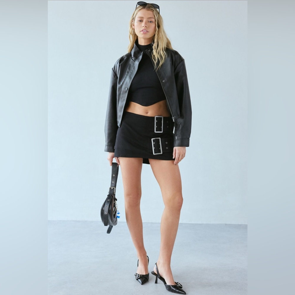 Chloe Faux Leather Bomber Jacket
